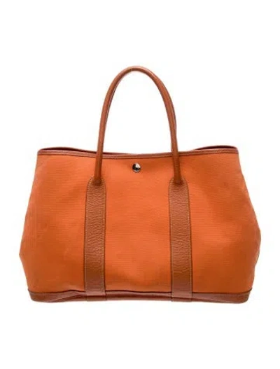 Pre-owned Hermes Toile Garden Party 36 In Orange