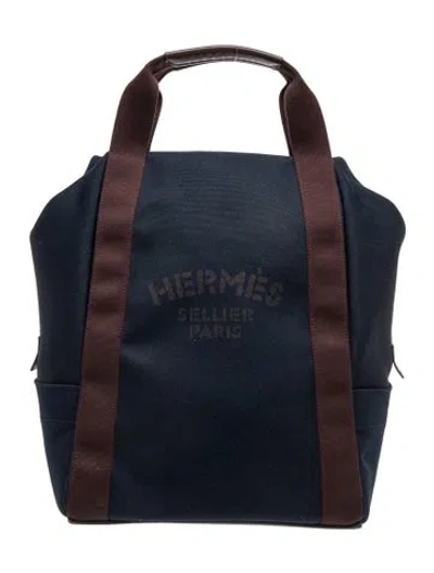 Pre-owned Hermes Toile Groom School Backpack In Blue