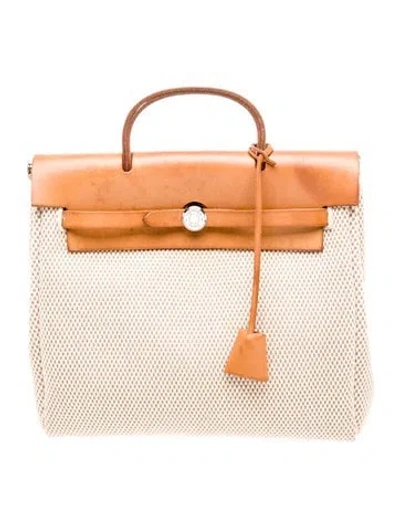 Pre-owned Hermes Toile Herbag A Dos Zip Backpack In Brown