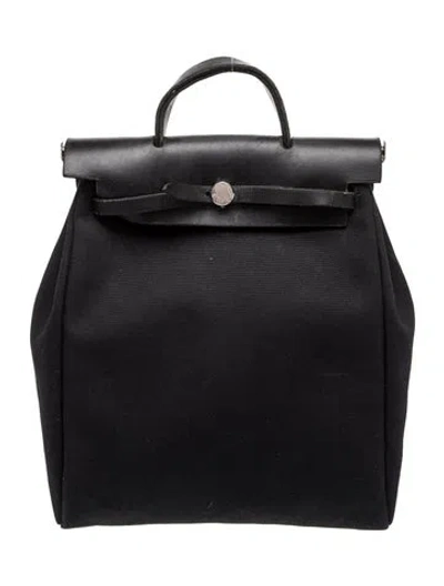 Pre-owned Hermes Toile Herbag Backpack In Black