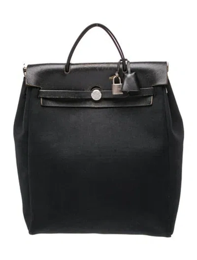 Pre-owned Hermes Toile Herbag Backpack In Black