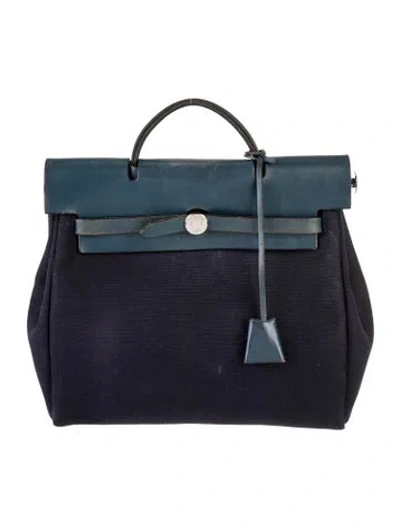 Pre-owned Hermes Toile Herbag Backpack In Blue