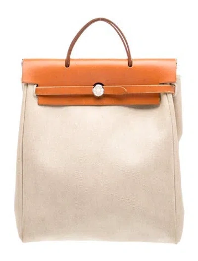 Pre-owned Hermes Toile Herbag Backpack In Neutrals