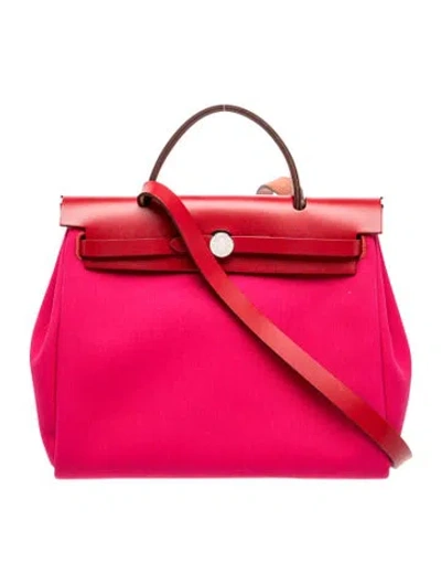 Pre-owned Hermes Toile Herbag Zip 31 In Pink