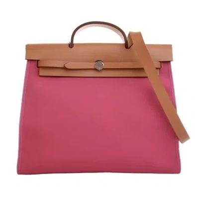 Pre-owned Hermes Toile Herbag Zip In Brown