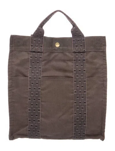 Pre-owned Hermes Toile Herline Backpack In Black