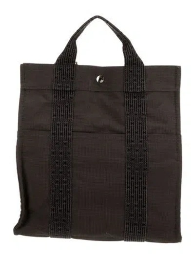 Pre-owned Hermes Toile Herline Backpack In Gray