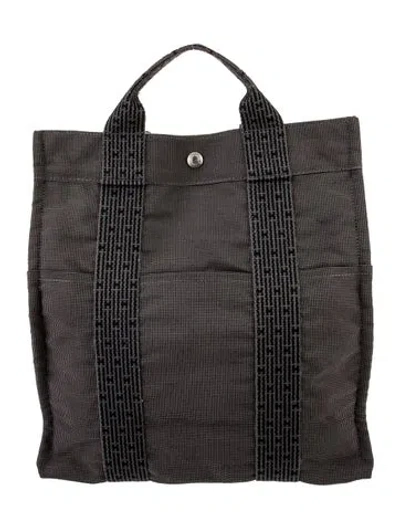 Pre-owned Hermes Toile Herline Backpack In Gray