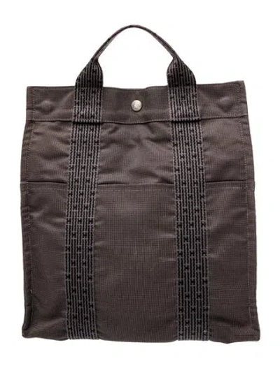 Pre-owned Hermes Toile Herline Backpack In Gray