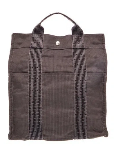 Pre-owned Hermes Toile Herline Backpack In Gray
