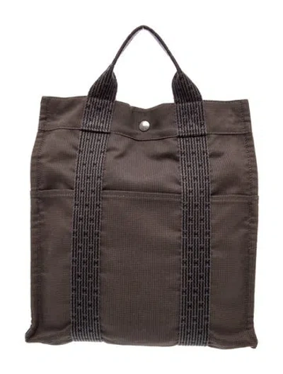 Pre-owned Hermes Toile Herline Backpack In Grey