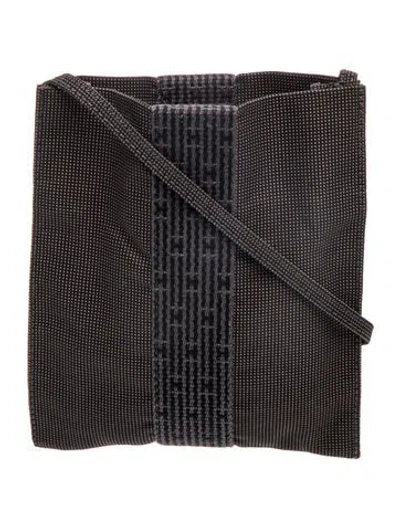 Pre-owned Hermes Toile Herline Pochette In Black