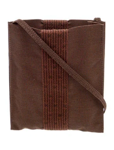 Pre-owned Hermes Toile Herline Pochette In Brown