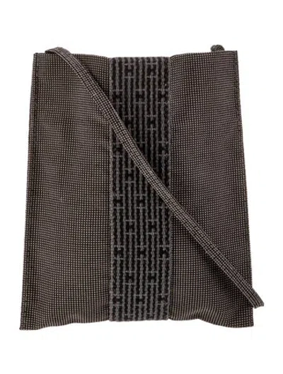Pre-owned Hermes Toile Herline Pochette In Gray