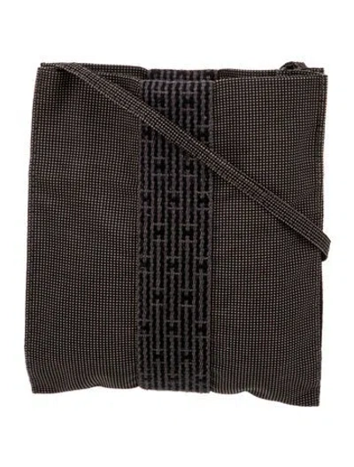 Pre-owned Hermes Toile Herline Pochette In Gray