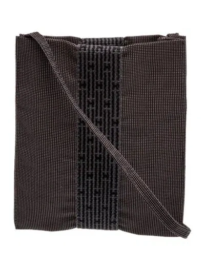 Pre-owned Hermes Toile Herline Pochette In Gray