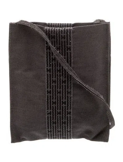 Pre-owned Hermes Toile Herline Pochette In Grey