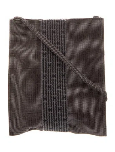 Pre-owned Hermes Toile Herline Pochette In Grey