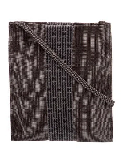Pre-owned Hermes Toile Herline Pochette In Grey