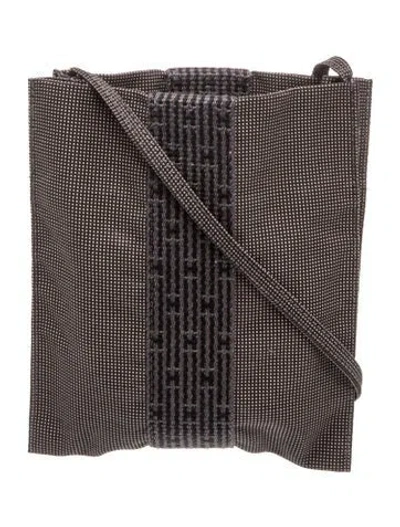 Pre-owned Hermes Toile Herline Pochette In Grey