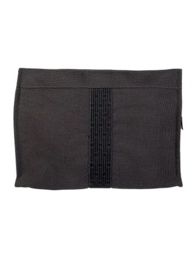 Pre-owned Hermes Toile Herline Pouch In Black