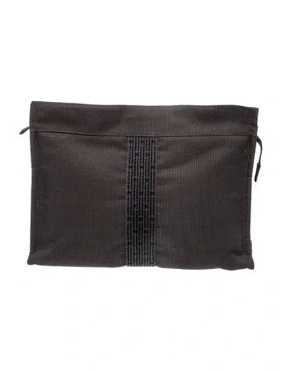 Pre-owned Hermes Toile Herline Pouch In Black