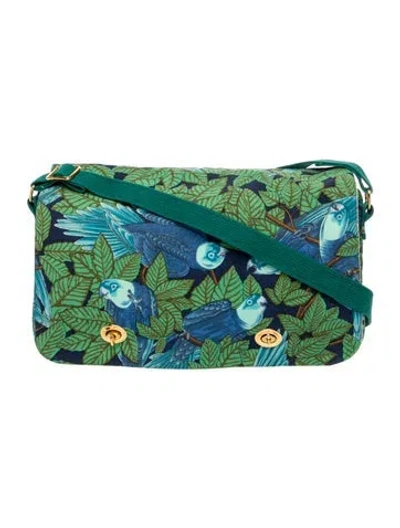 Pre-owned Hermes Toile Les Perroquets Messenger Bag In Blue