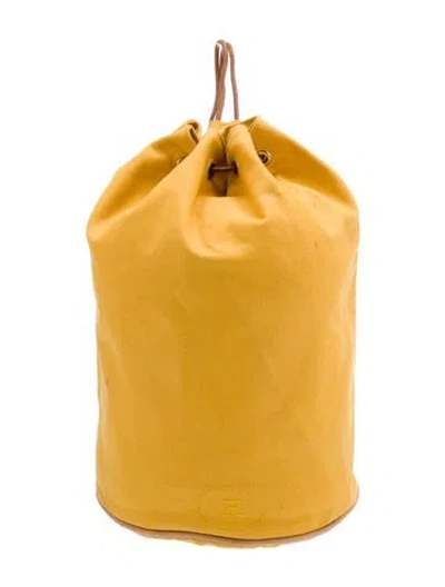 Pre-owned Hermes Toile Matelot Marcel Backpack In Yellow