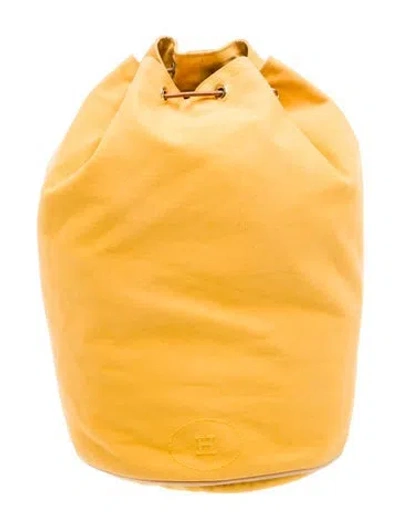 Pre-owned Hermes Toile Matelot Marcel Backpack In Yellow