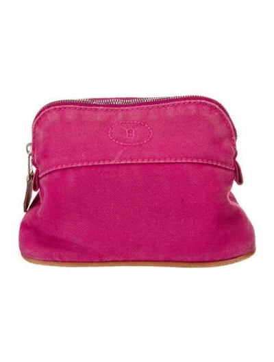 Pre-owned Hermes Toile Mini Bolide Cosmetic Pouch In Multi