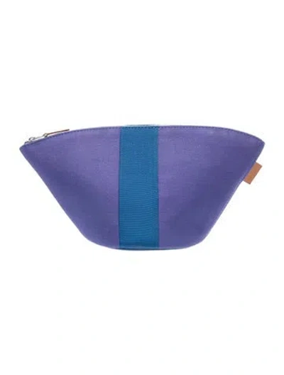 Pre-owned Hermes Toile  Mini Palmyre Pouch In Blue