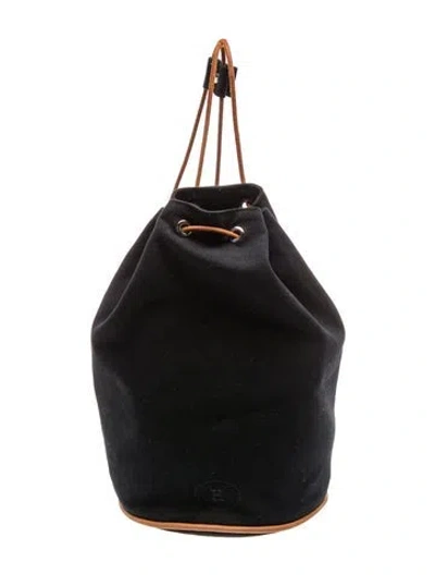 Pre-owned Hermes Toile Officier Matelot Marcel Backpack In Black
