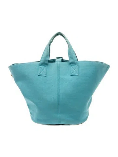 Pre-owned Hermes Toile Panier De Plage Gm In Blue