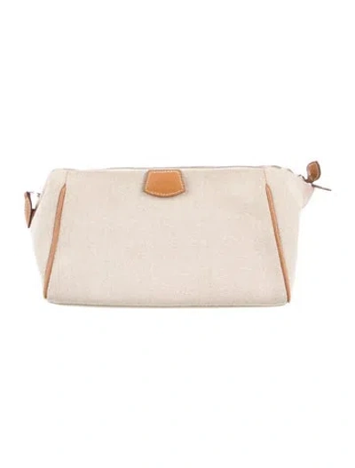 Pre-owned Hermes Toile Paris-bombay Toiletry Pouch In Brown