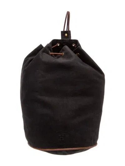 Pre-owned Hermes Toile Polochon Mimile Backpack In Black