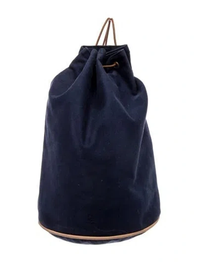 Pre-owned Hermes Toile Polochon Mimile Backpack In Blue
