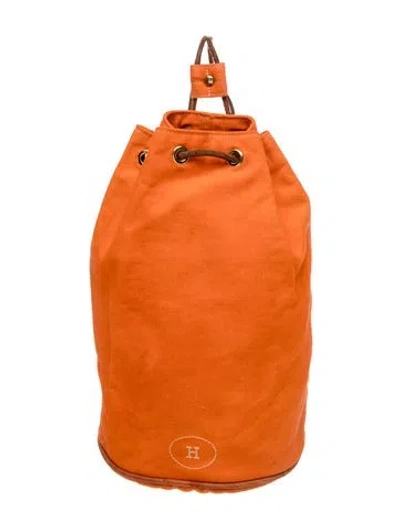 Pre-owned Hermes Toile Polochon Mimile Backpack In Orange