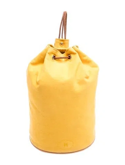 Pre-owned Hermes Toile Sac Polochon Mimile In Yellow