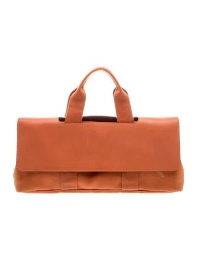 Pre-owned Hermes Toile Valparaiso Long Pm In Orange