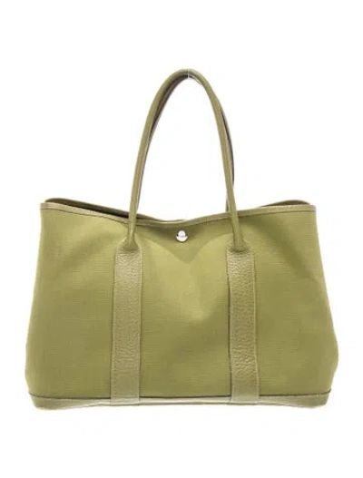 Pre-owned Hermes Toile Verso Garden Party 36 In Green