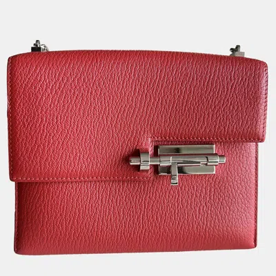 Pre-owned Hermes Tomato Red Leather Verrou Shoulder Bag