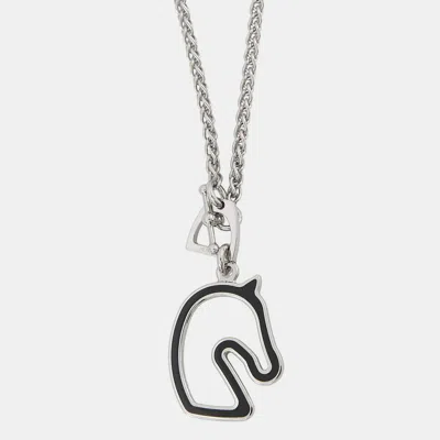 Pre-owned Hermes Tonnerre Necklace Size Small Black Metal