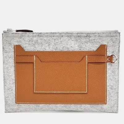 Pre-owned Hermes Toodoo Clutch 29 In Brown