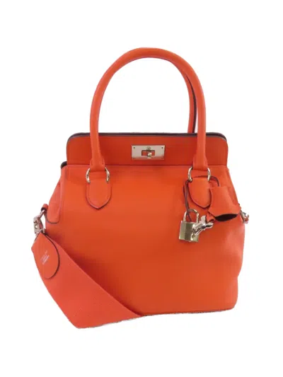 Pre-owned Hermes Tool Box 20 Leather Tote Bag In Orange