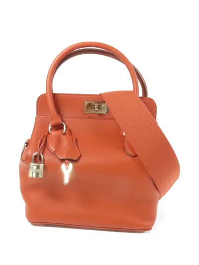 Pre-owned Hermes Tool Box Tote Bag In Orange