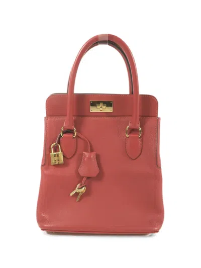 Pre-owned Hermes Toolbox 20 Evercolor Leather Tote Bag In Red
