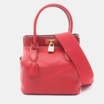 Pre-owned Hermes Toolbox 20 Handbag Leather Swift Red
