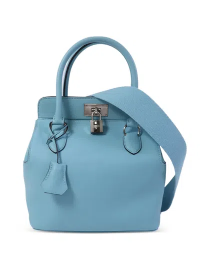 Pre-owned Hermes Toolbox 20 Tote Bag In Blue