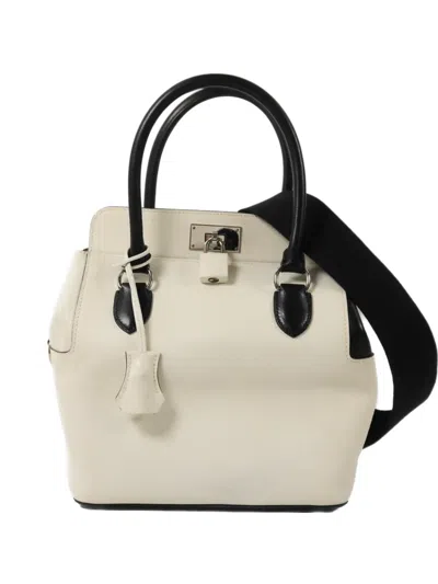 Pre-owned Hermes Toolbox 20 Two-way Handbag In White