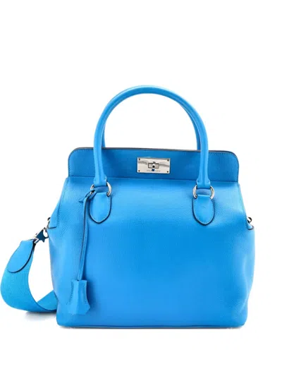 Pre-owned Hermes Toolbox Bag Evercolor 26 Satchel In Blue